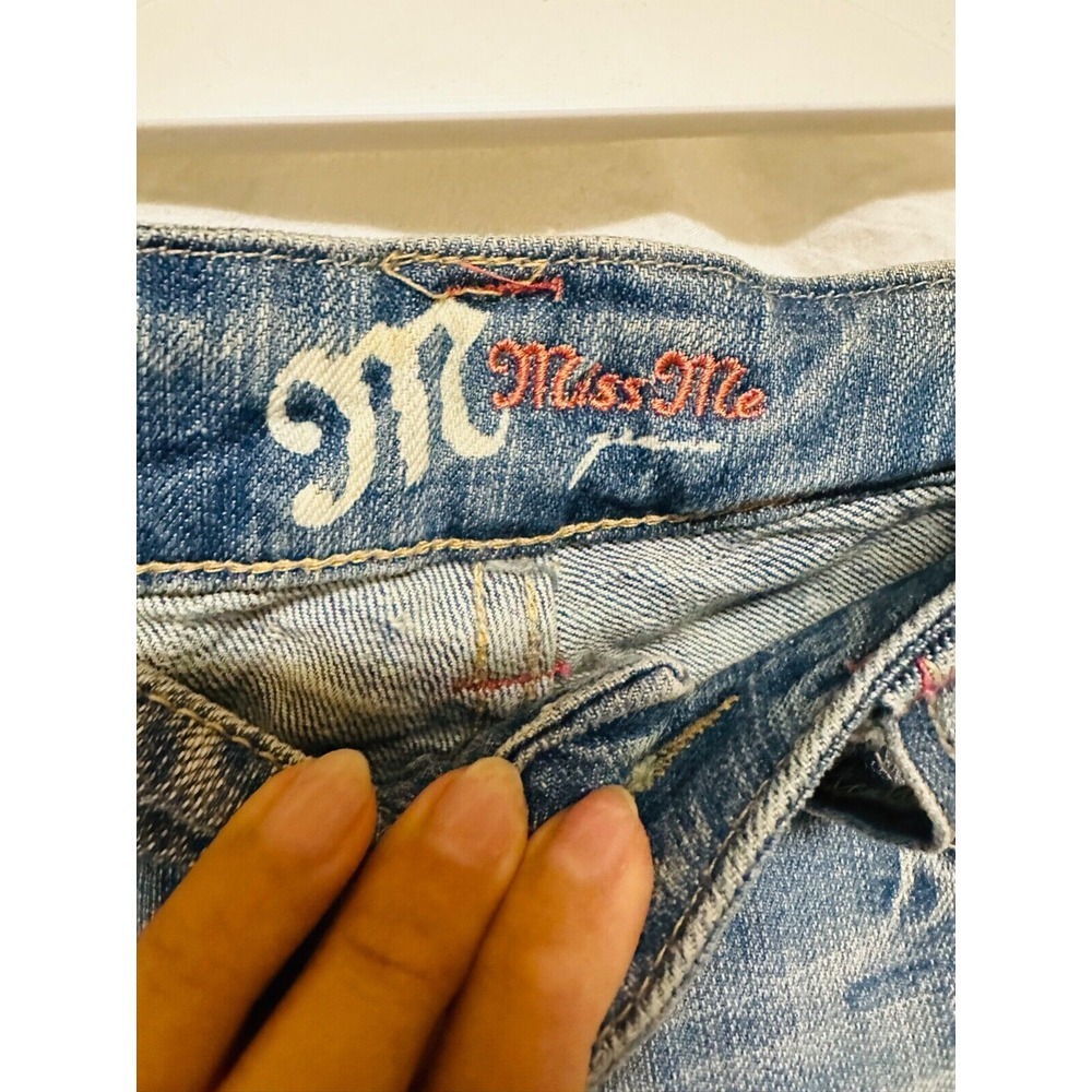 Miss Me Jeans Womens Size 29 Bootcut Faded Distressed Light Blue Embellished‎ - Picture 6 of 12